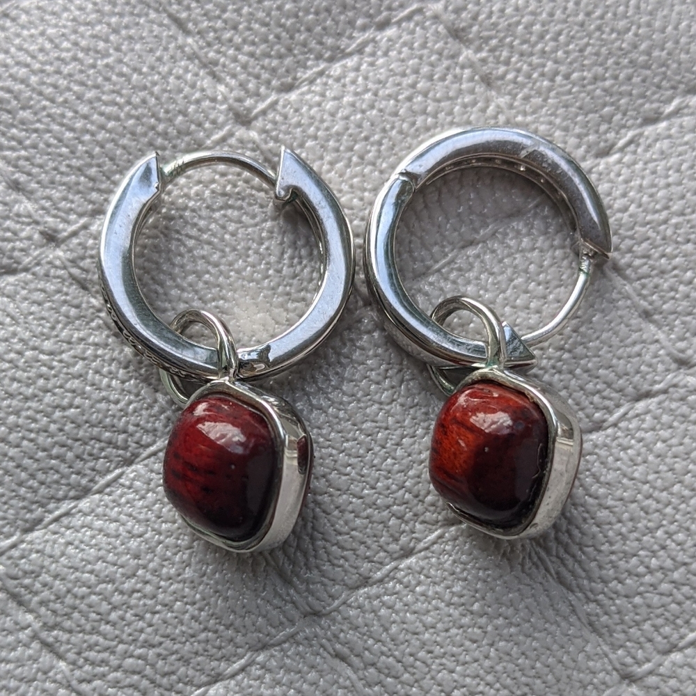 Sterling Silver and Koa Wood Earrings